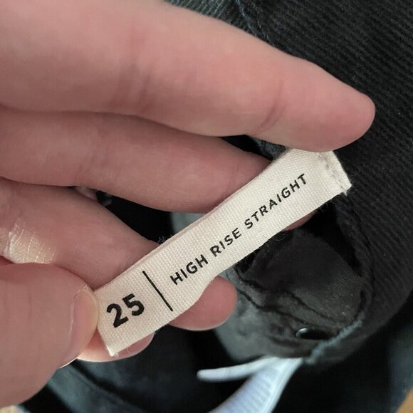 Pacsun Womn 25 Black Denim Floral Embroidered Button Fly High Rise Straight Jean - Picture 10 of 12